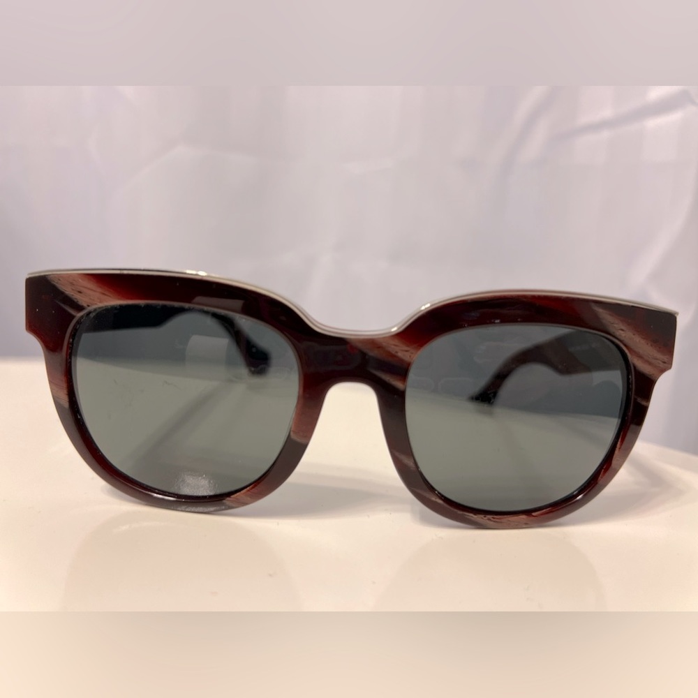 Balenciaga Dynasty Sunglasses dark red tortoise -like pattern with silver accent